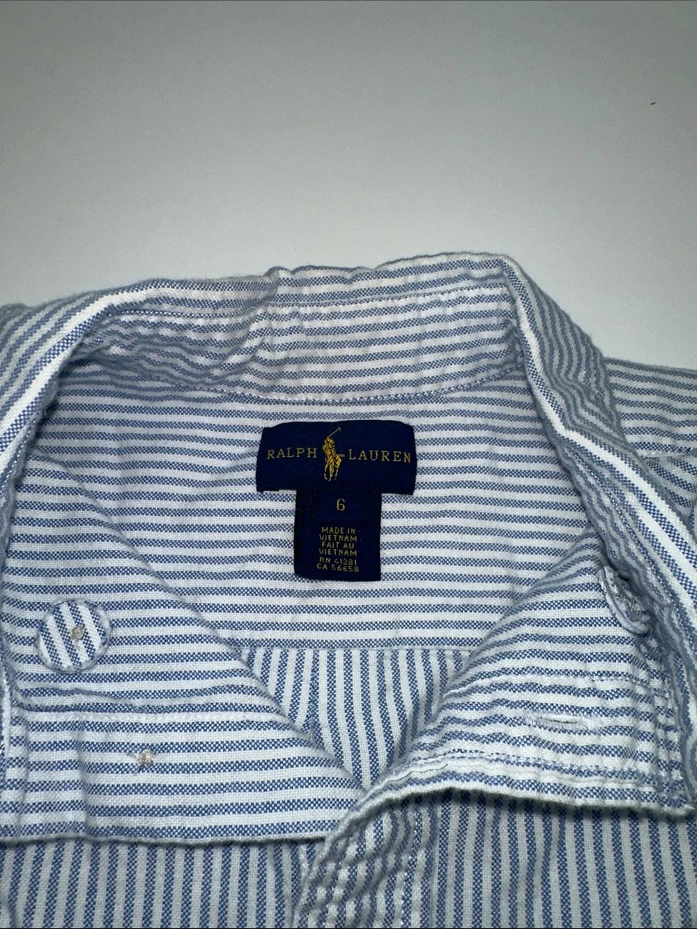 Ralph Lauren White and Blue Striped Boys' Button-Down Shirt